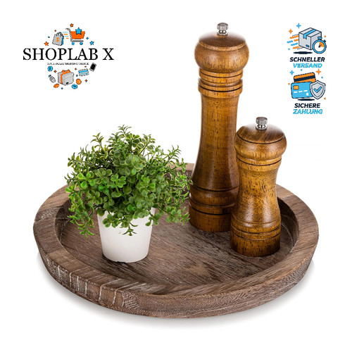 Deko tablett rund holz vintage - deko,